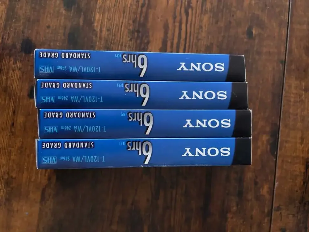 Sony T-120VL/WA Standard Grade 6 Hour VHS Blank Tapes (Lot of 4)